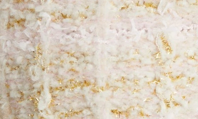 Shop Loveshackfancy Saxson Metallic Crop Tweed Cardigan In Cream Puff Pink
