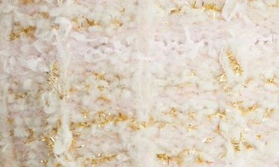 Loveshackfancy Saxson Tweed Pattern Cardigan In Cream Puff Pink