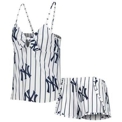 Shop Concepts Sport White New York Yankees Reel Allover Print Tank Top & Shorts Sleep Set