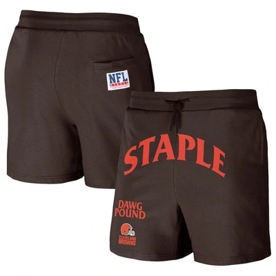 Shop Staple Nfl X  Brown Cleveland Browns Throwback Vintage Wash Fleece Shorts