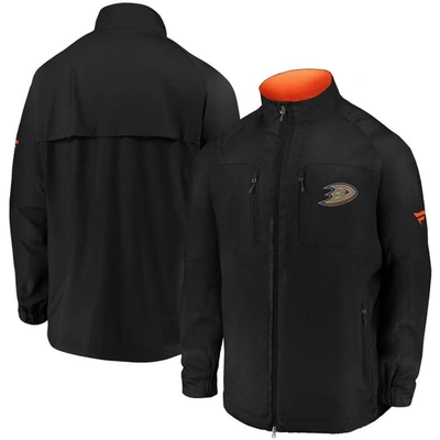 Shop Fanatics Branded Black Anaheim Ducks Authentic Pro Locker Room Rink Raglan Full-zip Jacket