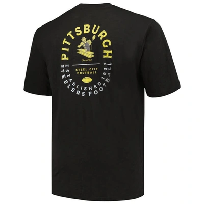 Shop Profile Black Pittsburgh Steelers Big & Tall Two-hit Throwback T-shirt