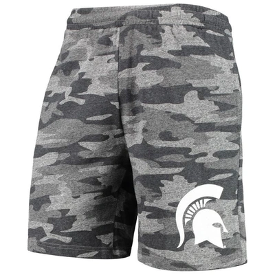 Concepts Sport Men's  Charcoal, Gray Michigan State Spartans Camo Backup Terry Jam Lounge Shorts In Charcoal