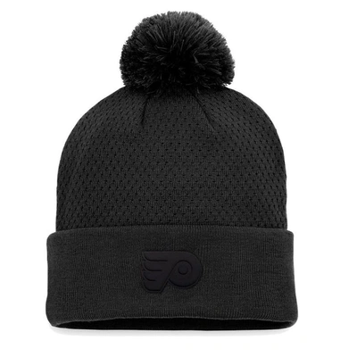 Shop Fanatics Branded Black Philadelphia Flyers Authentic Pro Road Cuffed Knit Hat With Pom