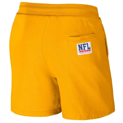 Shop Staple Nfl X  Gold Green Bay Packers Throwback Vintage Wash Fleece Shorts