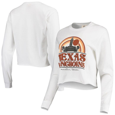 Shop Image One White Texas Longhorns Retro Campus Crop Long Sleeve T-shirt