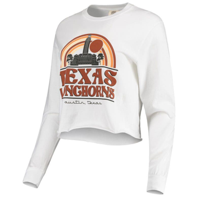 Shop Image One White Texas Longhorns Retro Campus Crop Long Sleeve T-shirt
