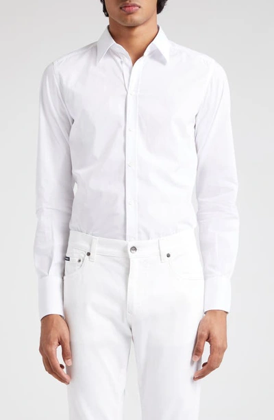 Shop Dolce & Gabbana Cotton Poplin Button-up Shirt In White