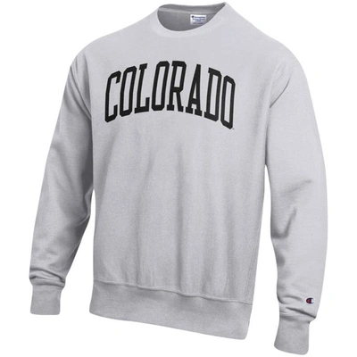 Shop Champion Heathered Gray Colorado Buffaloes Arch Reverse Weave Pullover Sweatshirt In Heather Gray