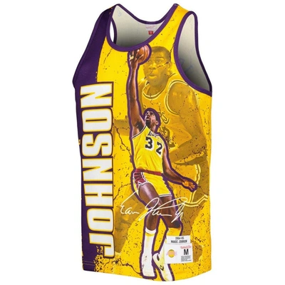 Shop Mitchell & Ness Magic Johnson Gold Los Angeles Lakers 1984-85 Hardwood Classics Player Burst Tank To