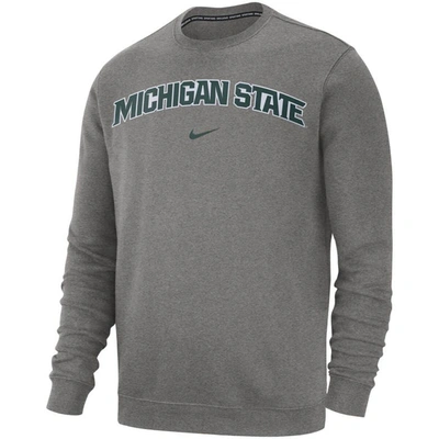 Shop Nike Heather Gray Michigan State Spartans Club Fleece Sweatshirt