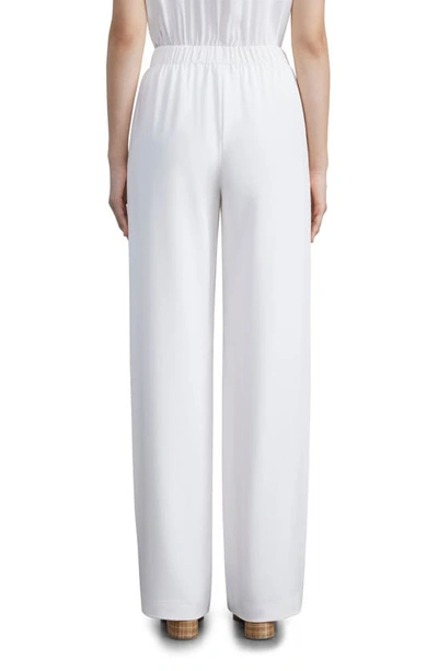 Shop Lafayette 148 Perry Stretch Silk Crêpe De Chine Pants In Cloud