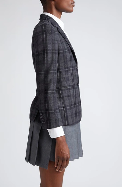Shop Thom Browne Tartan Wool & Cashmere Flannel Blazer In Charcoal