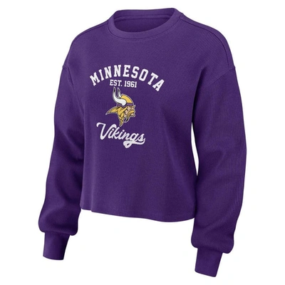 Shop Wear By Erin Andrews Purple Minnesota Vikings Waffle Knit Long Sleeve T-shirt & Shorts Lounge Set
