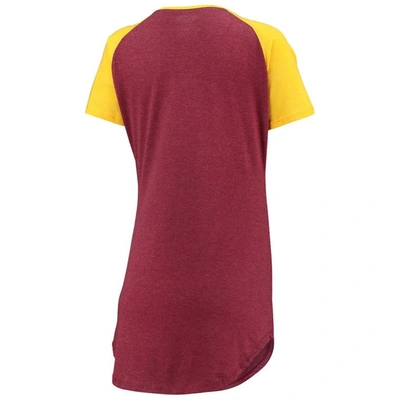 Shop Concepts Sport Burgundy/heathered Gold Washington Football Team Meter Raglan V-neck Knit Nightshirt