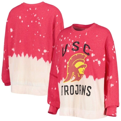 Gameday Couture Cardinal Usc Trojans Twice As Nice Faded Dip-dye Pullover Sweatshirt In Crimson