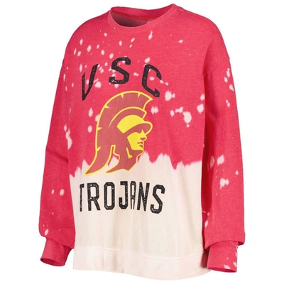 Shop Gameday Couture Crimson Usc Trojans Twice As Nice Faded Dip-dye Pullover Long Sleeve Top