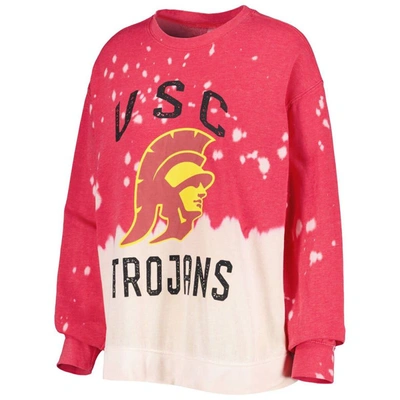 Gameday Couture Cardinal Usc Trojans Twice As Nice Faded Dip-dye Pullover Sweatshirt In Crimson