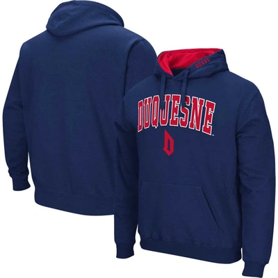 Shop Colosseum Navy Duquesne Dukes Arch & Logo 3.0 Pullover Hoodie
