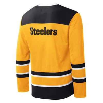 Shop Starter Gold Pittsburgh Steelers Cross-check V-neck Long Sleeve T-shirt