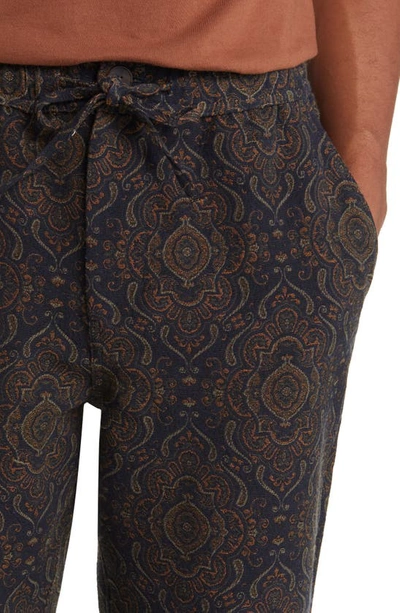 Shop Wax London Kurt Antiqued Jacquard Trousers In Navy/ Green