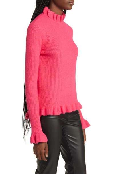 Shop Ted Baker Pipalee Ruffle Rib Sweater In Bright Pink