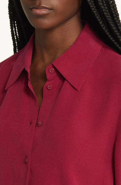Shop & Other Stories Silk Button-up Shirt In Wine Red