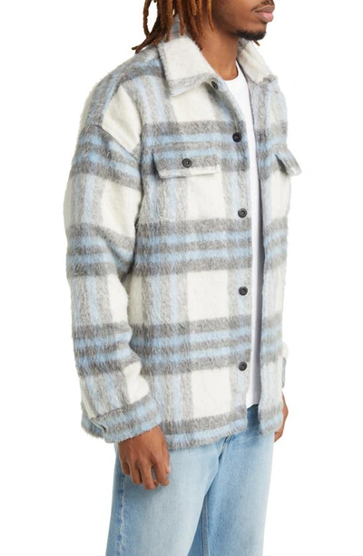 Shop Renowned Plaid Faux Mohair Workwear Jacket In Blues