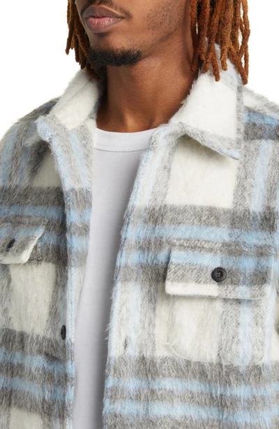 Shop Renowned Plaid Faux Mohair Workwear Jacket In Blues