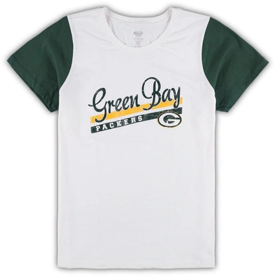 Shop Concepts Sport White/green Green Bay Packers Plus Size Downfield T-shirt & Shorts Sleep Set