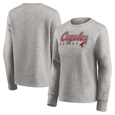 Shop Fanatics Branded Heathered Gray Arizona Coyotes Fan Favorite Script Pullover Sweatshirt In Heather Gray