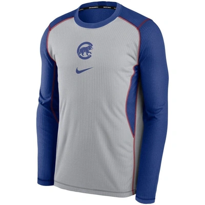 Shop Nike Gray/royal Chicago Cubs Authentic Collection Game Performance Pullover Sweatshirt