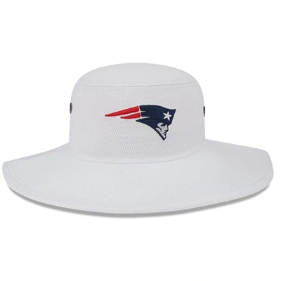 New Era White New England Patriots 2023 Nfl Training Camp Panama Bucket Hat In White