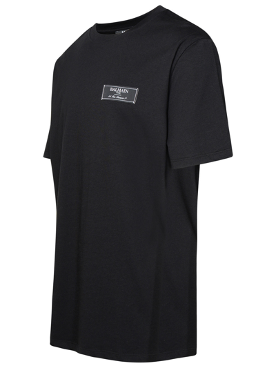 Shop Balmain Man  Black Cotton T-shirt