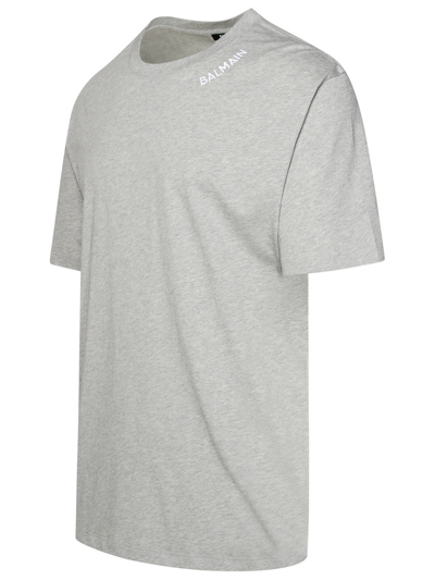 Shop Balmain Man  Grey Cotton T-shirt In Gray