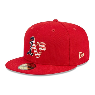 Shop New Era Red Oakland Athletics 2023 Fourth Of July 59fifty Fitted Hat