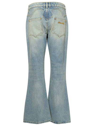 Shop Balmain Woman  Blue Cotton Jeans