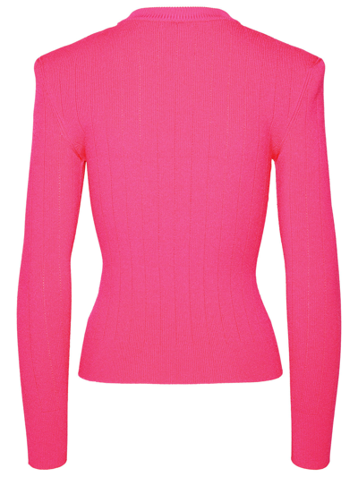 Shop Balmain Woman Fuchsia Viscose Blend Sweater In Multicolor