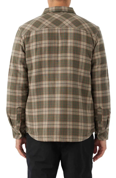 Shop O'neill Dunmore Plaid Flannel Shirt Jacket In Khaki