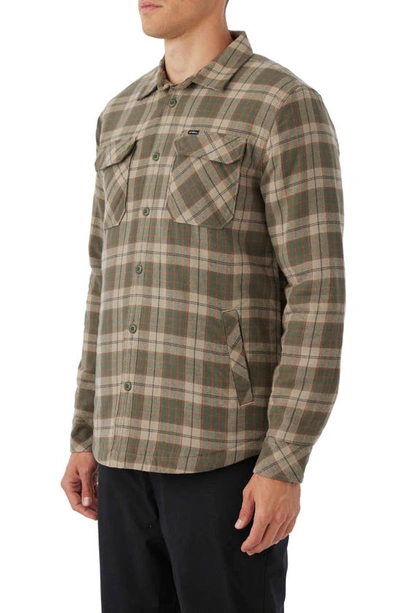 Shop O'neill Dunmore Plaid Flannel Shirt Jacket In Khaki