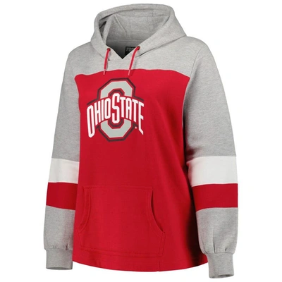 Shop Profile Scarlet Ohio State Buckeyes Plus Size Color-block Pullover Hoodie