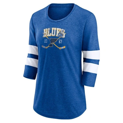 Shop Fanatics Branded Heather Blue St. Louis Blues Line Shift Tri-blend Three-quarter Sleeve T-shirt