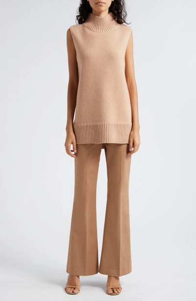 Shop Reiss Gazelle Mock Neck Sleeveless Wool & Cashmere Sweater In Camel