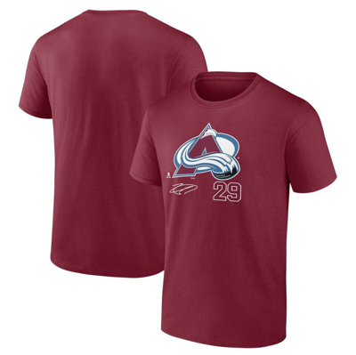 Shop Fanatics Branded Nathan Mackinnon Burgundy Colorado Avalanche Name And Number T-shirt