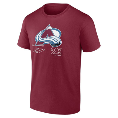 Shop Fanatics Branded Nathan Mackinnon Burgundy Colorado Avalanche Name And Number T-shirt