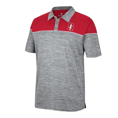 Shop Colosseum Heathered Gray/cardinal Stanford Cardinal Birdie Polo In Heather Gray