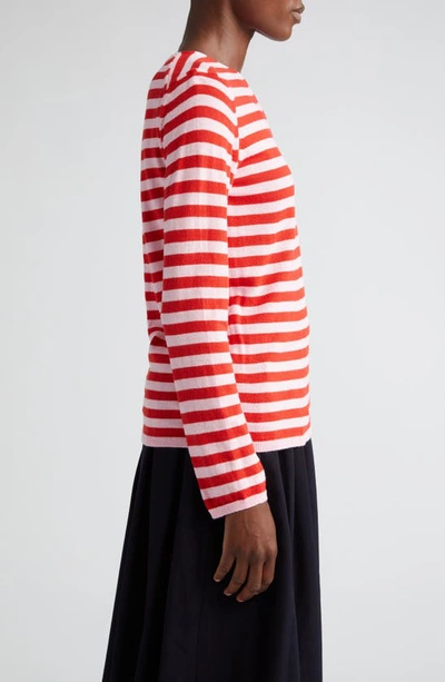 Shop Comme Des Garcons Girl Stripe Jersey Sweater In Pink X Red