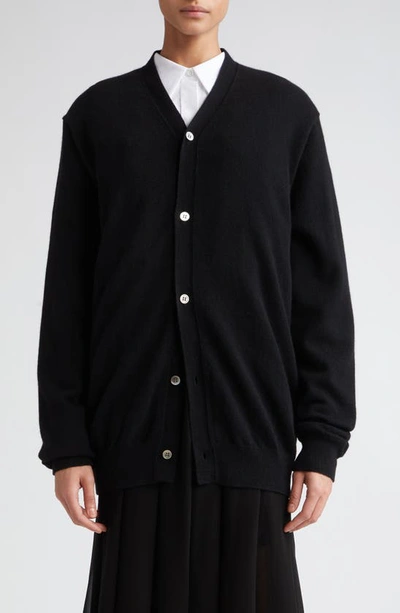 Shop Comme Des Garçons Comme Des Garçons Cashmere Jersey V-neck Cardigan In Black