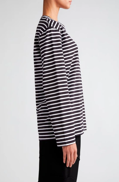 Shop Comme Des Garçons Comme Des Garçons Stripe Long Sleeve Cotton Jersey T-shirt In Black/ White