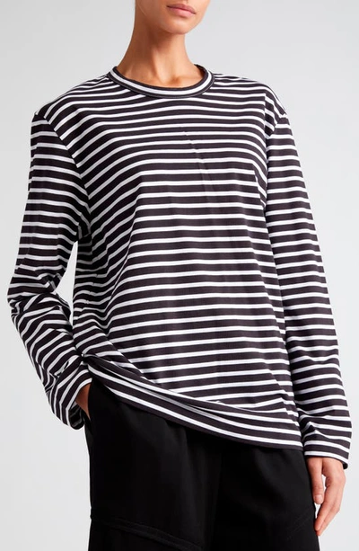 Shop Comme Des Garçons Comme Des Garçons Stripe Long Sleeve Cotton Jersey T-shirt In Black/ White